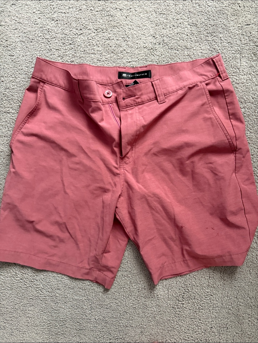 Travis Mathew Men's Coral Pink Flat Front Shorts